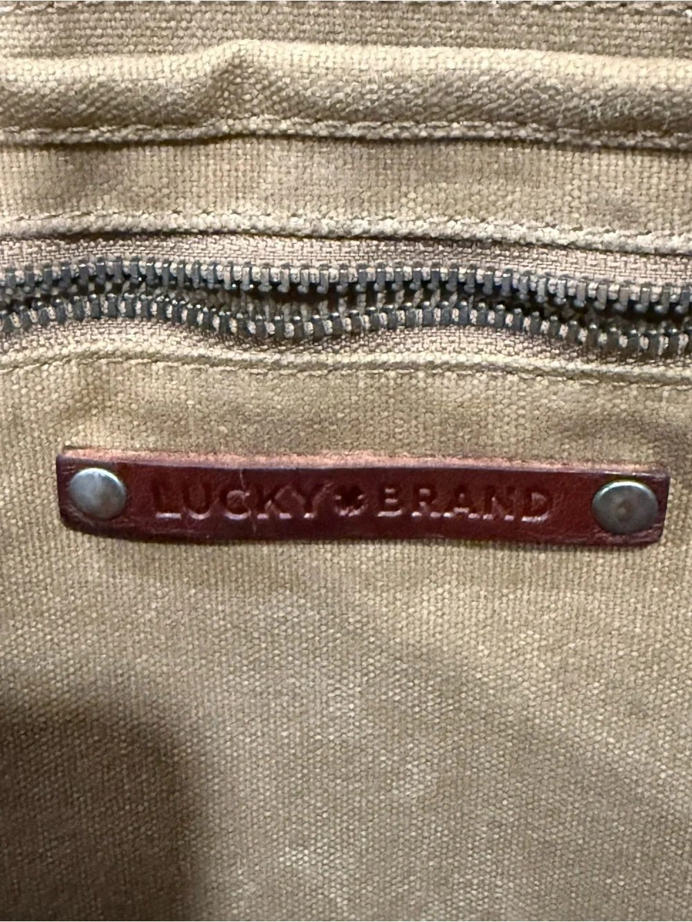 Lucky Brand Vintage Canvas Leather Messenger Bag Crossbody